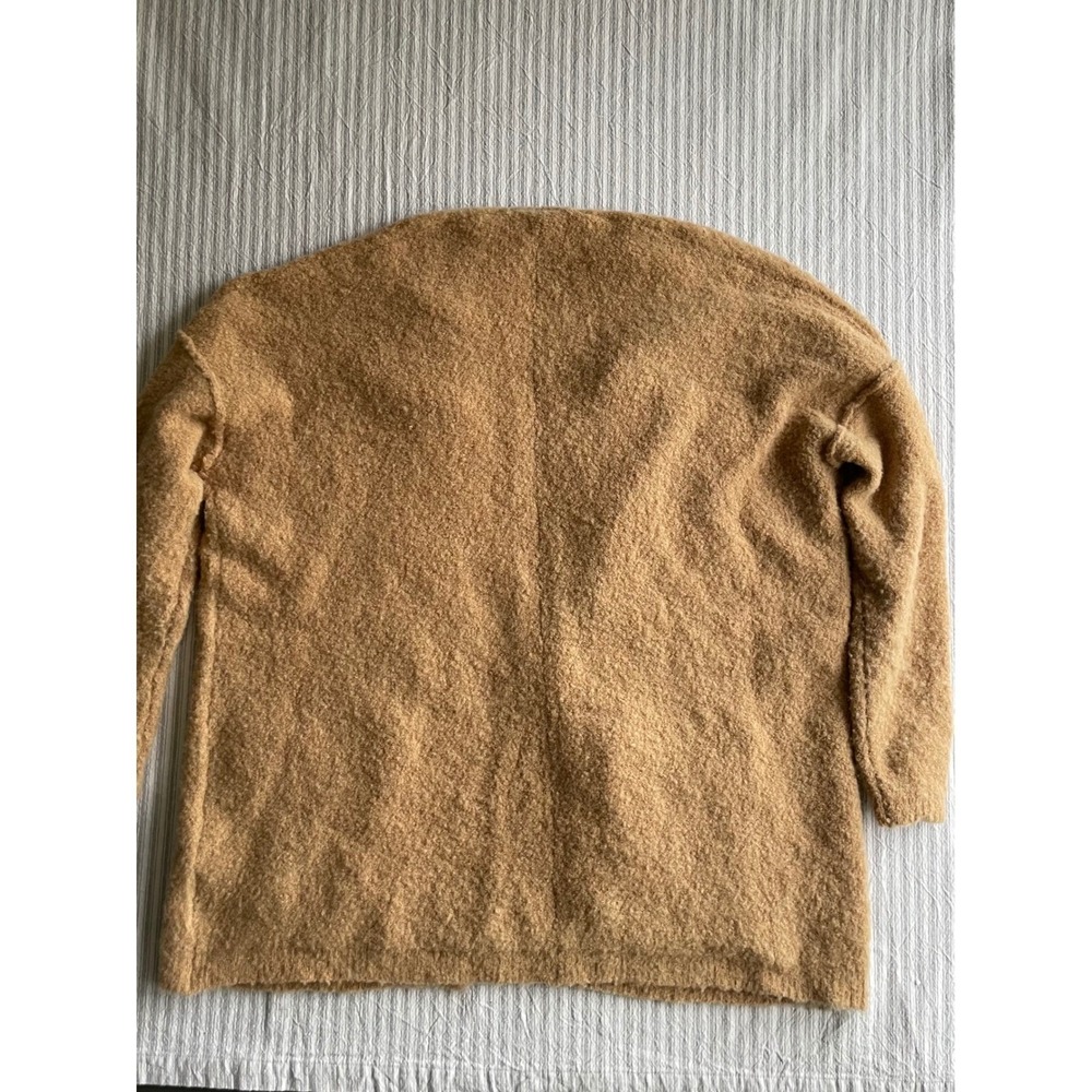 Free People Boucle Mohair Wool Blend Open Front Cardigan Tan Camel Small - Picture 8 of 9